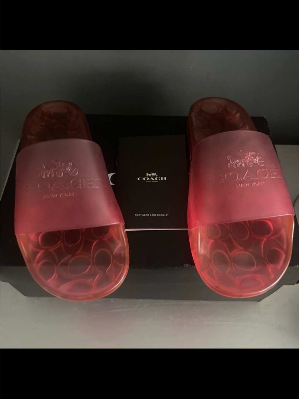 Coach Translucent Pink Logo Slide Sandals